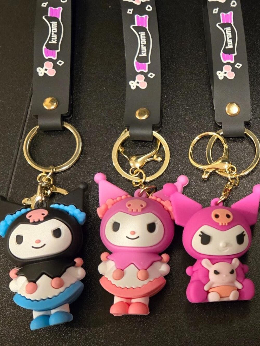 KUROMI SET OF 5 KEYRINGS/BACKPACK CHARMS/PURSE CHARMS ETC.~NEW